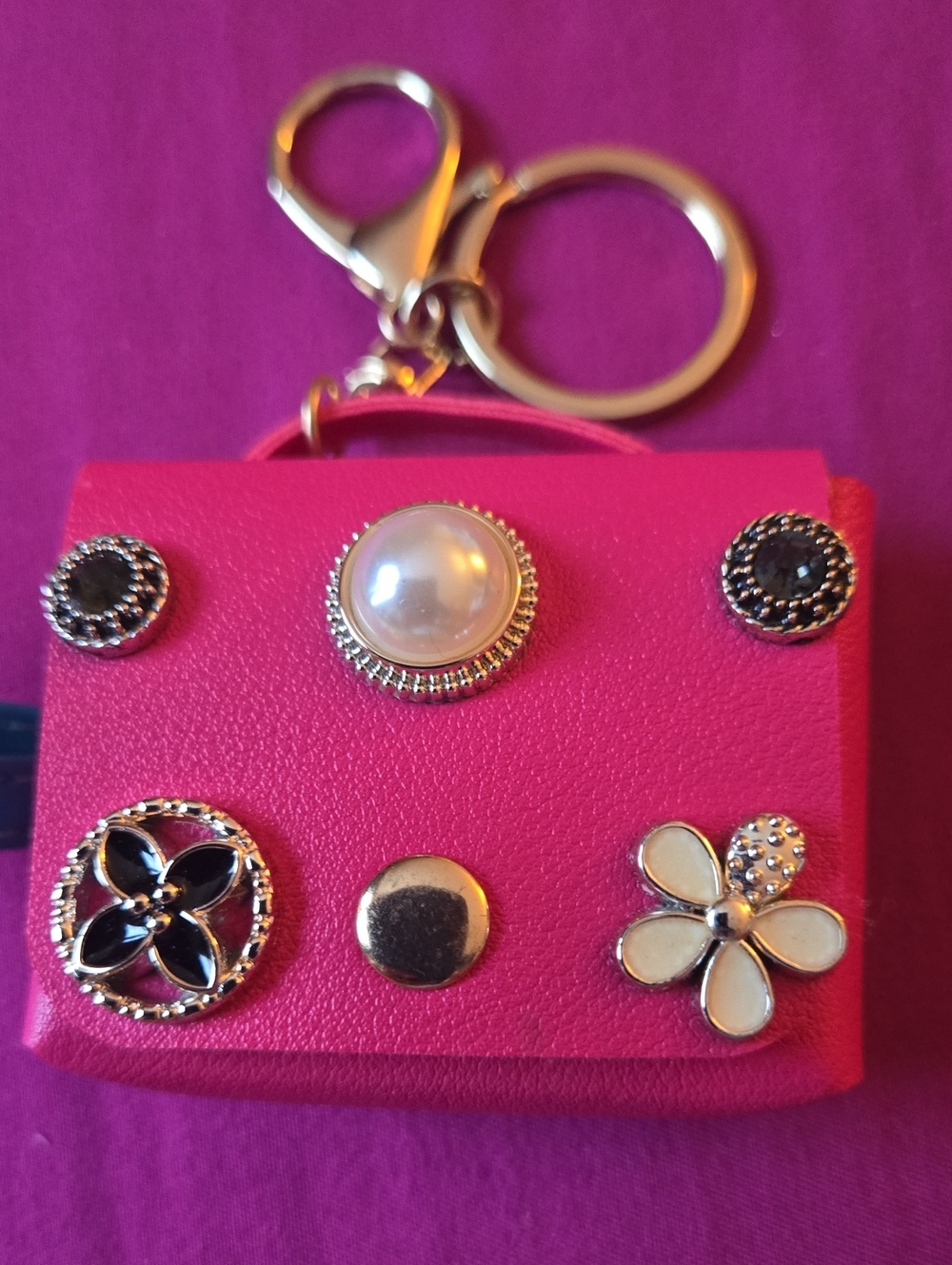 Stylish Pink Purse Mini Bag Keychain/Bag Charm with Gem Decor!!
